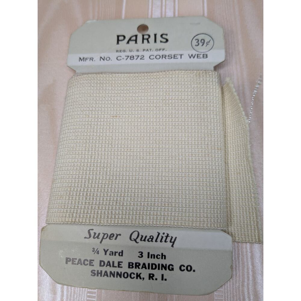 Antique 1910s Paris Corset Web Peace Dale Braiding Co. Shannock R.I. 24"